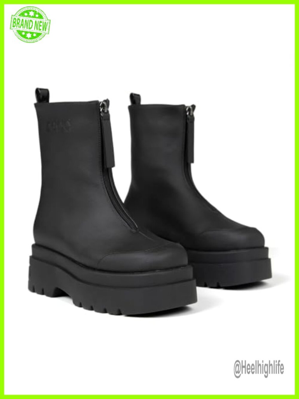 Platform Ankle Boots Vegan Grape Leather Mid Calf Chunky Combat Boots